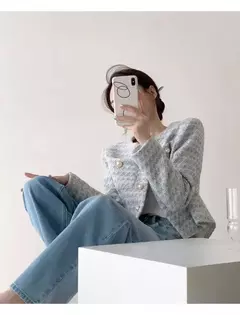 ITOOLIN-Cardigã elegante de Tweed feminino, casaco curto com bolso, jaqueta de peito único, outwear solto, outono, inverno, 2023 - comprar online