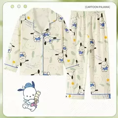 Sanrio Cinnamon Kuromi Pijama infantil, pijama solto, cardigã casual, manga longa, minha melodia, roupas de anime kawaii, gola aleta - loja online