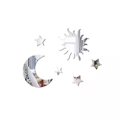 3D Star Moon Shaped Espelho Adesivo de Parede, Auto-adesivo, acrílico, removível, decalques do teto, Sala, Home Decor, DIY, 6pcs - comprar online