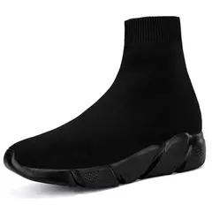 Sapatilhas de meias altas masculinas e femininas, sapatos de escorregar, tênis casuais, leves, pretas, clássicas, casais, correndo, cesta - loja online