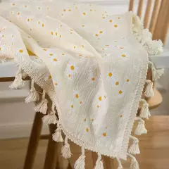 Toalha De Mesa De Mistura De Algodão Impresso Floral, Lavável Farmhouse Table Cover, Bege, Festa De Casamento, Sala De Estar, Decoração Do Chuveiro Do Bebê na internet