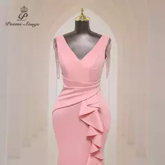 Imagem do Vestido sexy de fenda lateral para mulheres, Vestido longo de baile, Ombro macio de cetim, Vestidos de noite, Vestido Maxi