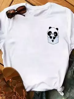 Maycaur-camiseta de manga curta para mulher, top solto com estampa de panda fofa, casual e solta, verão - Wolf Magazine