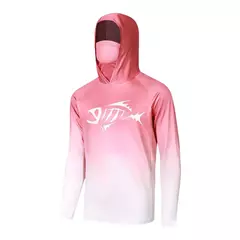 Pesca com capuz com máscara masculina, moletom manga comprida, proteção UV, umidade wicking, roupas de pesca na internet