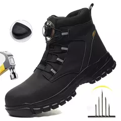 Botas de segurança impermeáveis para homens, Botas de trabalho em aço indestrutível, Anti-Smash, Resistente a facadas, Sapatos de motociclista