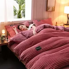Imagem do Capa de edredão de veludo monocromática grossa, cama quente, dupla colcha, Twin Queen e rei Consolador, inverno, 220x240