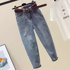 Calça feminina solta, emagrecedora, versátil e de cintura alta, jeans versão coreana, moda verão, novo estilo, 2021 - loja online