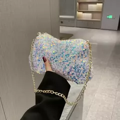 Lantejoulas crossbody saco de corrente simples ins cor sólida lantejoulas bolsa de ombro axilas bolsa de telefone noite sacos de embreagem bolsa na internet