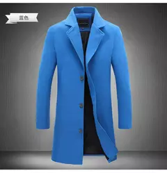 Casaco longo de algodão masculino, à prova de vento, Monocromático, Lã, Blended, Casual, Moda empresarial, Tamanho 5XL, Novo, Outono, Inverno, 2022 - loja online