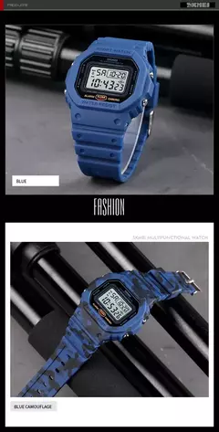 SKMEI-Relógios de pulso militares impermeáveis para homens, 1628 relógio esportivo, display LED, relógio masculino, contagem regressiva digital, 1988