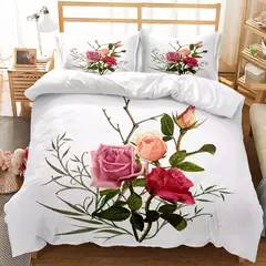 Imagem do Elegante Flores Bedding Set, Bela Impressão 3D Consolador, Bedding Set, Rainha, Twin, Single Size, Capa de Edredão, Fronha, Presentes de luxo, Moda