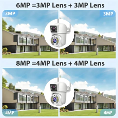 Tuya 8mp wifi câmera ip ptz lente dupla tela dupla detecção manual cor cheia visão noturna câmera de vigilância segurança ao ar livre - loja online