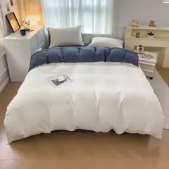Conjunto de cama de tecido com escova de cor sólida, 2 lados, 4 peças, capa de edredom, fronha, lençol, colcha, único, queen, king size - loja online