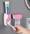 Dispensador de dentes automático 5 pçs titular escova de dentes squeezer prateleiras do banheiro acessórios banho titular escova de dentes montagem na parede