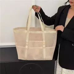 Bolsa de praia de malha portátil para mulheres, maquiagem, bolsa de lavagem, organizador de banho, Shopper Totes, verão - Wolf Magazine