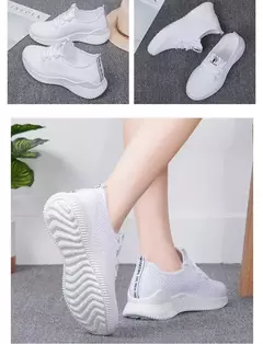 Imagem do 2024 tênis casuais femininos verão confortável respirável sapatos de plataforma moda feminina versátil sapato de renda