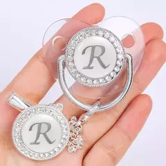 Clipe de chupeta personalizado bebê titular chupetas de luxo recém-nascido prata Bling mordedor de silicone transparente infantil livre de BPA