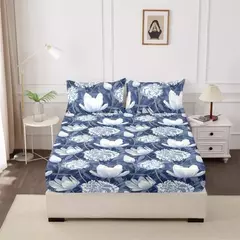 Capa de cama para quarto, 3 peças, conjunto de lençóis estampados (um lençol e duas fronhas) Una Sábana Y Dos Fundas De Almohada