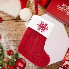 Knitting Snowflake Meias De Natal, Carta Meia, Decoração De Casa, Xmas Tree Ornament, Presente De Natal, 2024
