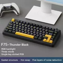 AULA-F75 Teclado mecânico sem fio Gaming, Bluetooth, Com fio, RGB personalizado, 75% Layout Profile, Estrutura Junta, 2.4G - Wolf Magazine