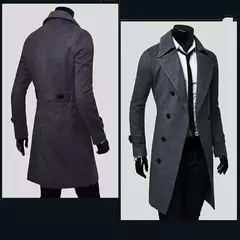 Casaco trespassado duplo masculino, jaqueta justa, monocromática, mistura de lã, moda casual, alta qualidade, novo, inverno, 2023