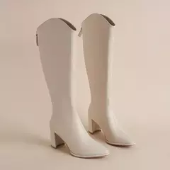 Botas de joelho com zíper alto para mulheres, salto alto grosso, simples, plus size, 34-43, outono, inverno, novo