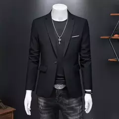 Imagem do Blazer casual de negócios masculino, vestido de casamento noivo, tops de terno boutique, casaco monocromático, marca de alta qualidade, moda