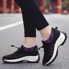Sapatos de caminhada femininos moda meia tênis respirar confortável sapatos de enfermagem sapatos casuais plataforma mocassins antiderrapante