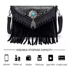 Imagem do Celela design original bolsa de ombro para as mulheres couro do plutônio luxo embreagem designer bolsas ocidental bolsa franja saco do mensageiro