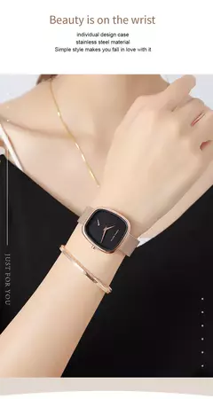 Relógio de pulso de quartzo oval estilo minimalista feminino, barril de vinho, ouro rosa, preto, cronômetro, elegante, 34mm, novo, 2023 - Wolf Magazine