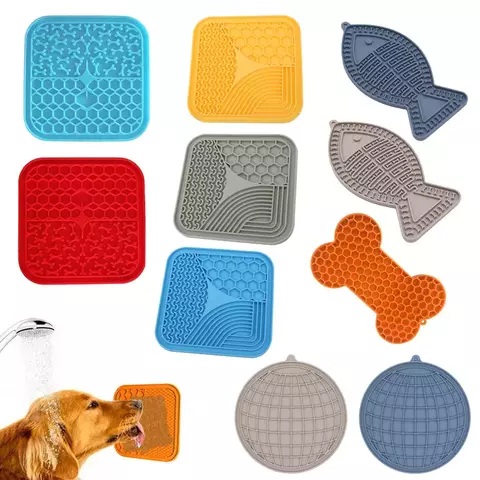Suprimentos para animais de estimação silicone pet lambendo esteira gato anti-asfixia com tigela de comida lenta filhote de cachorro banho distraído lambendo placa talheres