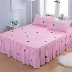 Conjunto de Colcha de Algodão com Bordado, Saia de Cama, Fronhas, Capa de Folha, Rei, Rainha, Duplo, 1.5 m, 1.8 m, 2m, 3 Peças por Conjunto - comprar online