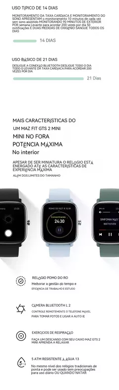 Imagem do Amazfit-GTS 2 Mini Smartwatch para homens e mulheres, relógio esportivo à prova d'água, monitor de sono, display 68 + modos esportivos, presente