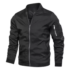 Imagem do Jaqueta bomber leve masculina, casaco com zíper e bolsos, corta-vento esportivo, roupas casuais, primavera, outono