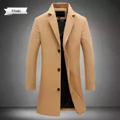 Casaco longo de algodão masculino, à prova de vento, Monocromático, Lã, Blended, Casual, Moda empresarial, Tamanho 5XL, Novo, Outono, Inverno, 2022