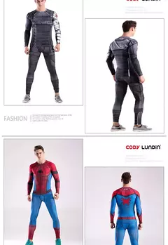Imagem do Rashguard super t-camisa masculina de manga longa compressão apertado fitness gym esportes impressão digital correndo agasalho herói jerseys