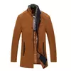 Casaco de lã quente grosso masculino, casacos casuais inteligentes, gola alta, cachecol destacável, moda Exterior, outono, inverno