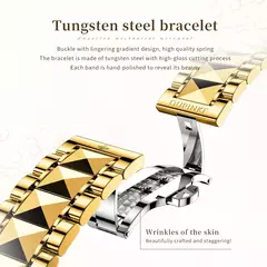 OUPINKE-impermeável relógio mecânico automático para casal, tungstênio tira de aço, movimento importado, dourado, luxo, original - Wolf Magazine