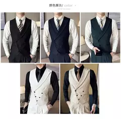 Blazers colete de peito duplo masculino, terno casual slim fit masculino, colete de ajuste de alta qualidade, roupas de marca primavera, 2023 € - comprar online
