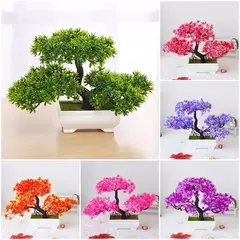Imagem do Árvore plástica artificial do bonsai para a decoração home, plantas envasadas, potenciômetro pequeno da simulação, arranjo da flor, ornamentos do jardim