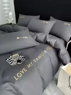 Conjunto de cama de algodão egípcio com lençol, capa de edredão, fronhas, roupa de cama, rei, rainha, duplo, duplo, luxo nórdico - loja online