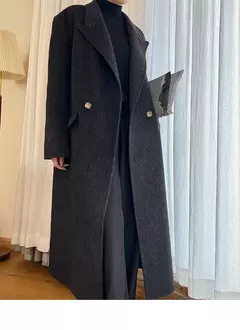 Casaco de alpaca de lã feminino, jaquetas de lã, trespassado duplo, gola de terno, solto, Casacos longos, senhora do escritório, outono, inverno, 2022 - Wolf Magazine