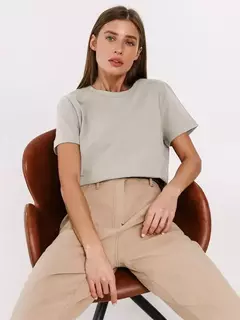 Bornladies-Camiseta solta de manga curta feminina, tops sólidos básicos, camisas de assentamento elegantes, 100% algodão, 230g/?, verão - comprar online