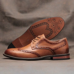 Sapatos brogue de couro masculino, sapatos de vestido masculino, casamento, soci - Wolf Magazine