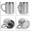 Double Wall Anti Scalding Coffee Mug, Copo de bebida inoxidável portátil isolado, Aço potável, Polimento Beer Tea Juice, 220ml