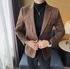 Blazers masculinos de peito único, ternos cinza, casacos grandes, tamanho grande, moda de alta qualidade, novo em 2020 - loja online