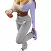 Calça espessa com renda de cintura alta feminina, monocromática, casual, esporte, corrida, estudante, outono, inverno, moda