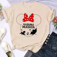 Imagem do T-shirt do Rei Leão Disney para mulheres, top Kawaii engraçado, camiseta Harajuku, roupas femininas, Hakuna Matata, anos 90