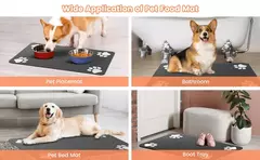 Tapete de alimentação para animais de estimação, absorvente para comida e tigela de água, com suporte de borracha à prova d'água, tapete de água de secagem rápida para cães e gatos - Wolf Magazine