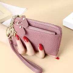 Royal Bagger-carteira curta para mulheres, couro genuíno de vaca, bolsa de embreagem fofa, porta-moedas com zíper, porta-cartão com chaveiro, na moda - comprar online